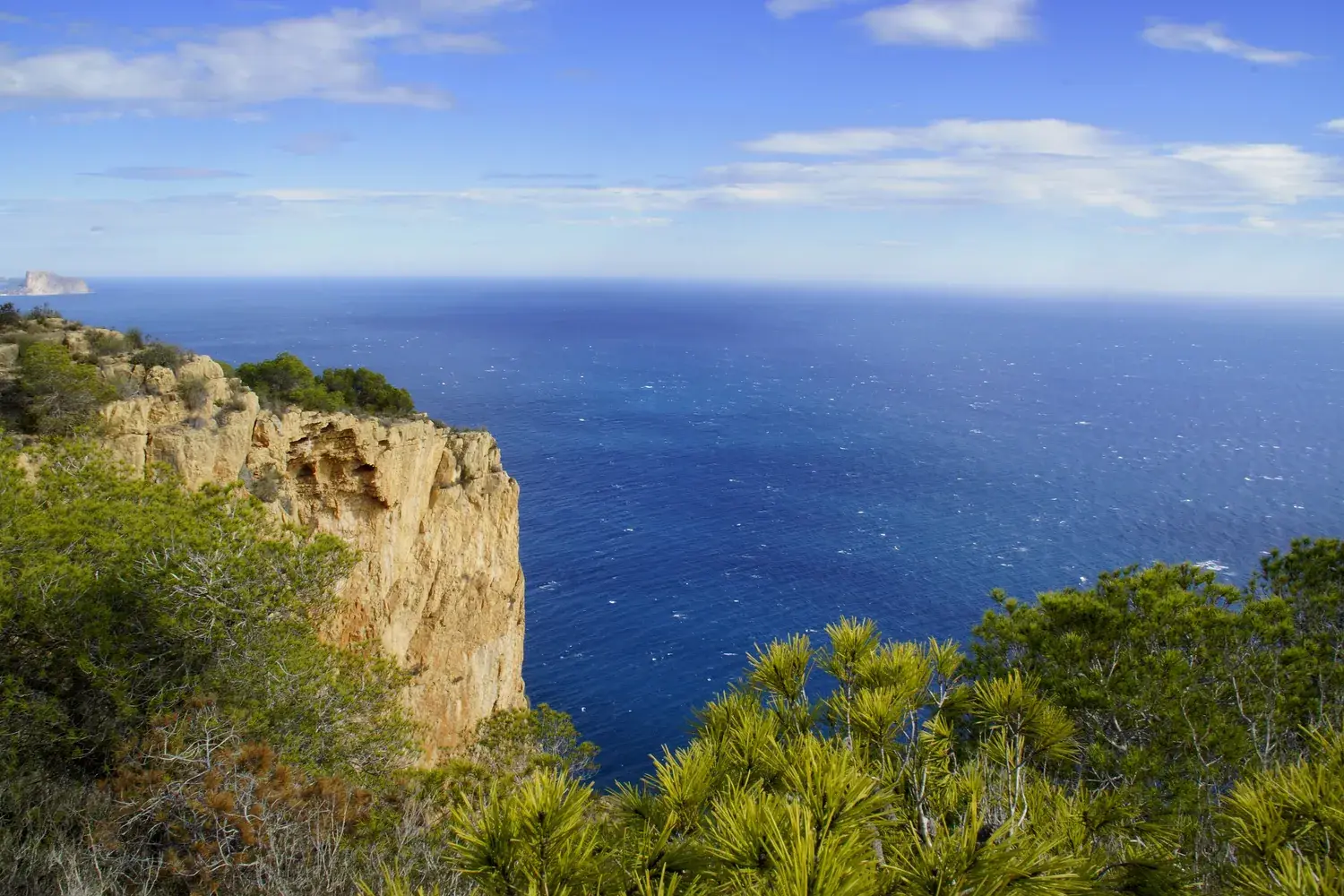 View from the Serra Gelada cliffs towards the blue sea