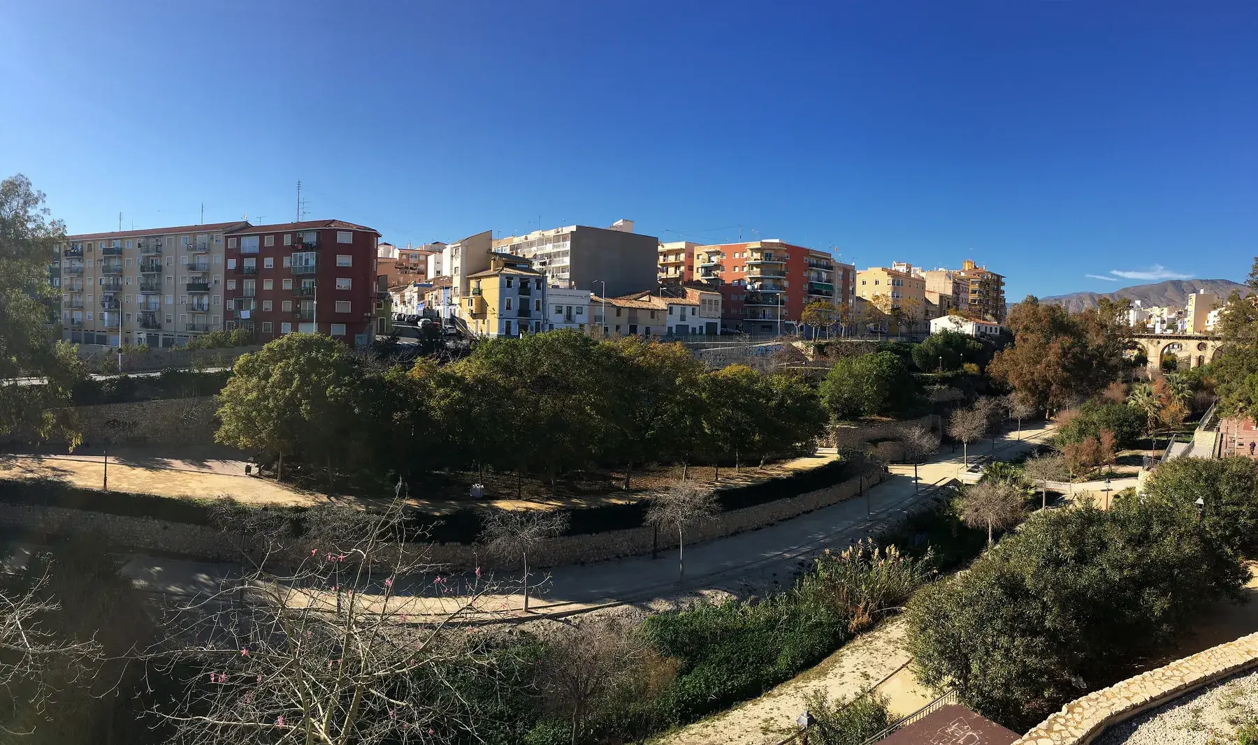 Villajoyosa’s brightly painted houses lined up along the river and the sea