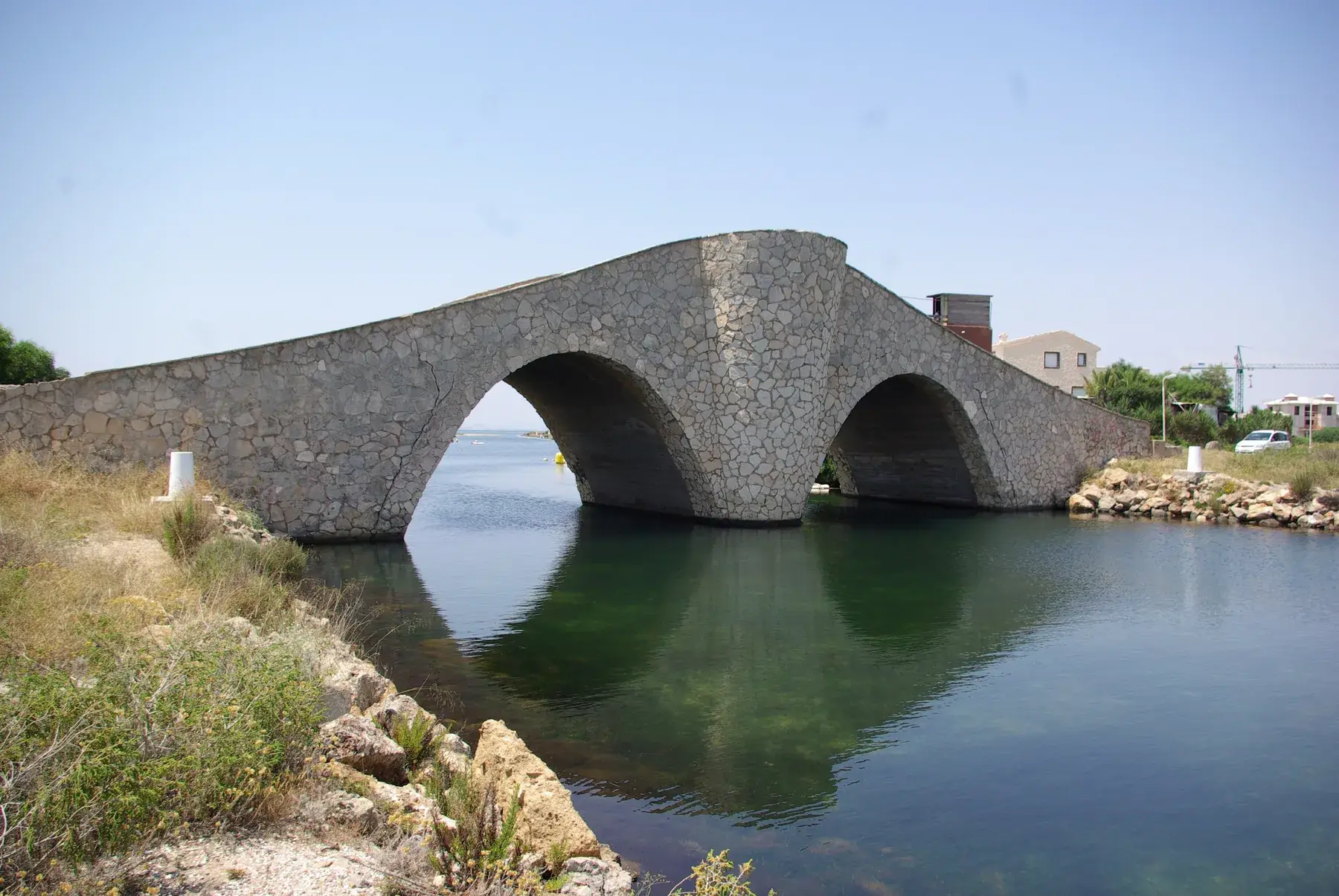 The El Estacio bridge over the channel linking the Mar Menor to the Mediterranean at La Manga
