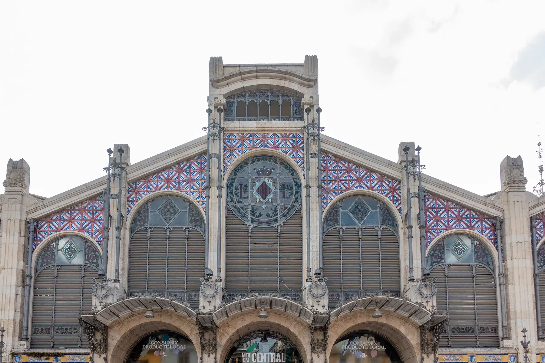 The modernist façade of Valencia’s Mercado Central with its stained glass and ceramics